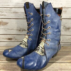 TMA Eyes Patchwork Maia Retro Booties Womens Size 9.5 Tall 6 Eye Booties Blue